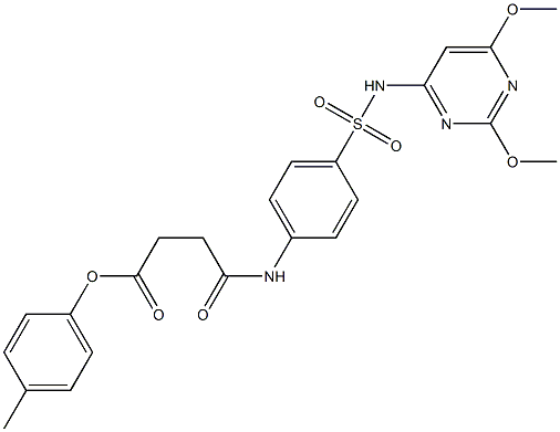 4-methylphenyl 4-(4-{[(2,6-dimethoxy-4-pyrimidinyl)amino]sulfonyl}anilino)-4-oxobutanoate Struktur