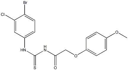 N-(4-bromo-3-chlorophenyl)-N'-[2-(4-methoxyphenoxy)acetyl]thiourea Struktur