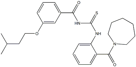 N-[2-(1-azepanylcarbonyl)phenyl]-N'-[3-(isopentyloxy)benzoyl]thiourea Struktur