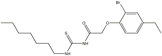 N-[2-(2-bromo-4-ethylphenoxy)acetyl]-N'-heptylthiourea Struktur