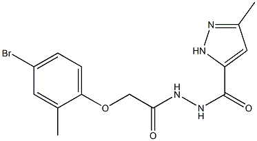 N'-[2-(4-bromo-2-methylphenoxy)acetyl]-3-methyl-1H-pyrazole-5-carbohydrazide Struktur