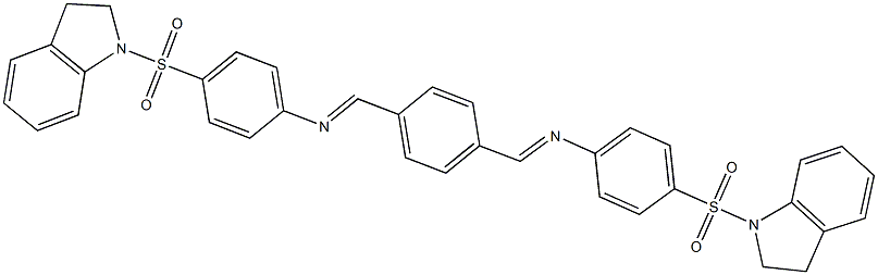 4-(2,3-dihydro-1H-indol-1-ylsulfonyl)-N-{(E)-[4-({[4-(2,3-dihydro-1H-indol-1-ylsulfonyl)phenyl]imino}methyl)phenyl]methylidene}aniline Struktur