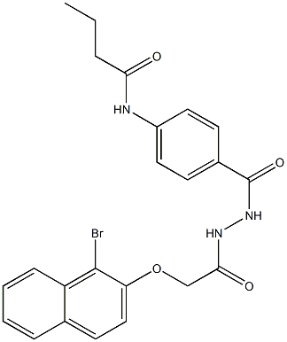 N-{4-[(2-{2-[(1-bromo-2-naphthyl)oxy]acetyl}hydrazino)carbonyl]phenyl}butanamide Struktur