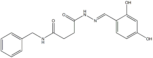 N-benzyl-4-{2-[(E)-(2,4-dihydroxyphenyl)methylidene]hydrazino}-4-oxobutanamide Struktur