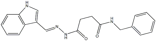 N-benzyl-4-{2-[(E)-1H-indol-3-ylmethylidene]hydrazino}-4-oxobutanamide Struktur