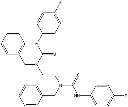 N-benzyl-N-(2-{benzyl[(4-fluoroanilino)carbothioyl]amino}ethyl)-N'-(4-fluorophenyl)thiourea Struktur