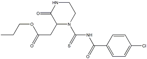 propyl 2-(1-{[(4-chlorobenzoyl)amino]carbothioyl}-3-oxo-2-piperazinyl)acetate Struktur