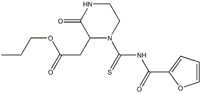 propyl 2-{1-[(2-furoylamino)carbothioyl]-3-oxo-2-piperazinyl}acetate Struktur