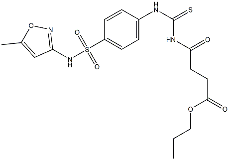 propyl 4-{[(4-{[(5-methyl-3-isoxazolyl)amino]sulfonyl}anilino)carbothioyl]amino}-4-oxobutanoate Struktur