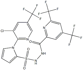 N'-{[4,6-bis(trifluoromethyl)-2-pyridinyl]carbonyl}-1-[3-chloro-5-(trifluoromethyl)-2-pyridinyl]-1H-pyrrole-2-sulfonohydrazide Struktur