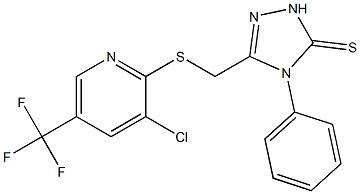 5-({[3-chloro-5-(trifluoromethyl)-2-pyridinyl]sulfanyl}methyl)-4-phenyl-2,4-dihydro-3H-1,2,4-triazole-3-thione Struktur