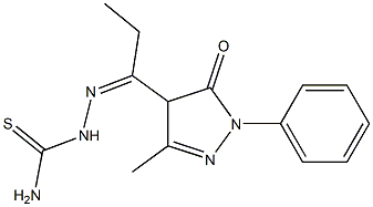 2-[(Z)-1-(3-methyl-5-oxo-1-phenyl-4,5-dihydro-1H-pyrazol-4-yl)propylidene]-1-hydrazinecarbothioamide Struktur