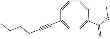 4-(1-Hexynyl)cycloocta-1,3,5,7-tetrene-1-carboxylic acid methyl ester Struktur