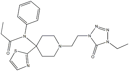 N-(Phenyl)-N-[1-[2-[(4-ethyl-5-oxo-1,4-dihydro-5H-tetrazol)-1-yl]ethyl]-4-(thiazol-2-yl)piperidin-4-yl]propanamide Struktur