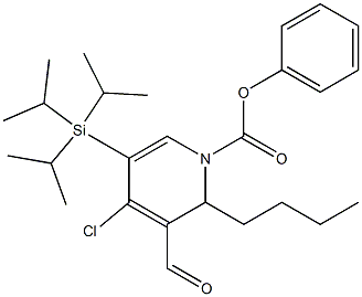 3-Formyl-4-chloro-1,2-dihydro-5-(triisopropylsilyl)-2-butylpyridine-1-carboxylic acid phenyl ester Struktur