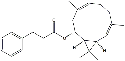 3-Phenylpropenoic acid (1S,2R,4E,8E,10R)-4,8,11,11-tetramethylbicyclo[8.1.0]undeca-4,8-dien-2-yl ester Struktur