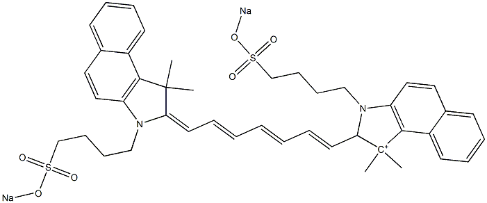 2-[7-[[2,3-Dihydro-1,1-dimethyl-3-[4-[(sodiooxy)sulfonyl]butyl]-1H-benz[e]indol]-2-ylidene]-1,3,5-heptatrienyl]-1,1-dimethyl-3-[4-[(sodiooxy)sulfonyl]butyl]-1H-benz[e]indol-1-ium Struktur