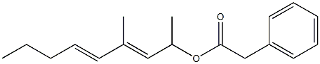 Phenylacetic acid 1,3-dimethyl-2,4-octadienyl ester Struktur