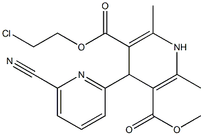 4-(6-Cyanopyridin-2-yl)-1,4-dihydro-2,6-dimethylpyridine-3,5-dicarboxylic acid 3-methyl 5-(2-chloroethyl) ester Struktur