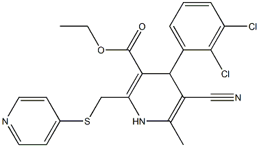 5-Cyano-1,4-dihydro-6-methyl-2-[(4-pyridinylthio)methyl]-4-(2,3-dichlorophenyl)pyridine-3-carboxylic acid ethyl ester Struktur