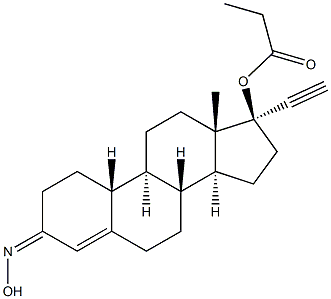 (17S)-3-(Hydroxyimino)-17-ethynylestr-4-en-17-ol 17-propionate Struktur