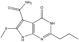 2-Propyl-6-(methylthio)-4-oxo-3,4-dihydro-7H-pyrrolo[2,3-d]pyrimidine-5-carboxamide Struktur