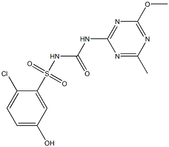 1-[(5-Hydroxy-2-chlorophenyl)sulfonyl]-3-(4-methoxy-6-methyl-1,3,5-triazin-2-yl)urea Struktur