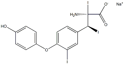 (2S,3S)-2-Amino-3-[4-(4-hydroxyphenoxy)-3-iodophenyl]-2,3-diiodopropanoic acid sodium salt Struktur