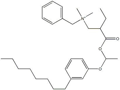 N,N-Dimethyl-N-benzyl-N-[2-[[1-(3-octylphenyloxy)ethyl]oxycarbonyl]butyl]aminium Struktur