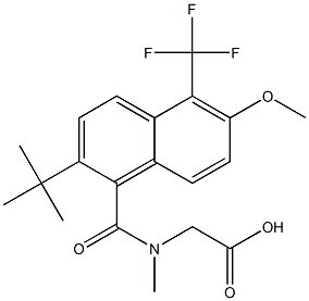 [N-[[2-tert-Butyl-6-methoxy-5-trifluoromethyl-1-naphthalenyl]carbonyl]-N-methylamino]acetic acid Struktur