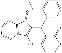 4,5-Dihydro-2-methyl-4-(2-methoxyphenyl)-5-oxo-1H-indeno[1,2-b]pyridine-3-carboxylic acid methyl ester Struktur