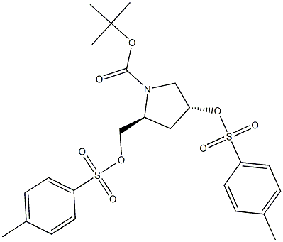 (2S,4R)-4-Tosyloxy-2-tosyloxymethyl-1-pyrrolidinecarboxylic acid tert-butyl ester Struktur