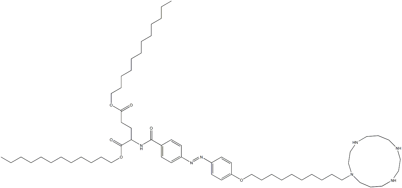 2-[4-[4-[10-(1,4,8,11-Tetraazacyclotetradecan-1-yl)decyloxy]phenylazo]benzoylamino]glutaric acid didodecyl ester Struktur