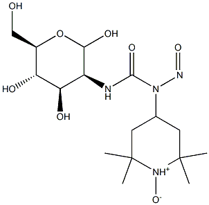 2,2,6,6-Tetramethyl-4-[[(2-deoxy-D-glucopyranos-2-yl)aminocarbonyl]nitrosoamino]piperidine 1-oxide Struktur