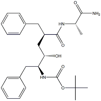 (S)-2-[[(2R,4S,5S)-5-(tert-Butoxycarbonylamino)-2-benzyl-4-hydroxy-6-phenylhexanoyl]amino]propionamide Struktur