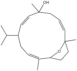 [3E,9E,13E,(+)]-5,8-Epoxy-1,5,9-trimethyl-12-(1-methylethyl)cyclotetradeca-3,9,13-triene-1-ol Struktur