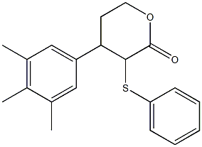 Tetrahydro-3-(phenylthio)-4-(3,4,5-trimethylphenyl)-2H-pyran-2-one Struktur