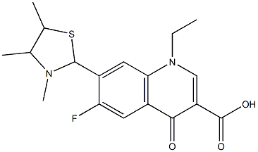 1,4-Dihydro-1-ethyl-4-oxo-6-fluoro-7-(3,4,5-trimethylthiazolidin-2-yl)quinoline-3-carboxylic acid Struktur