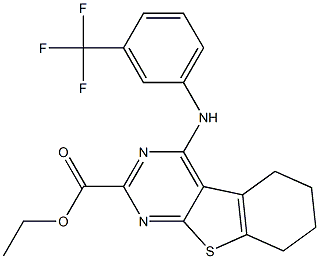 5,6,7,8-Tetrahydro-4-[3-(trifluoromethyl)phenylamino][1]benzothieno[2,3-d]pyrimidine-2-carboxylic acid ethyl ester Struktur