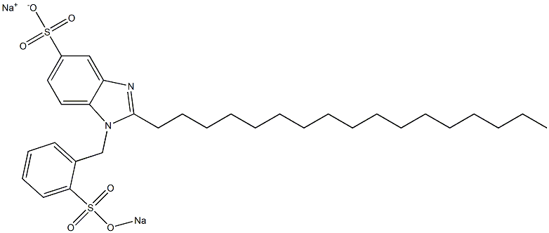 1-[2-(Sodiooxysulfonyl)benzyl]-2-heptadecyl-1H-benzimidazole-5-sulfonic acid sodium salt Struktur