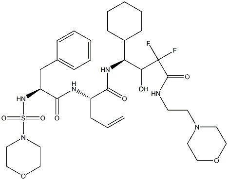 (4S)-4-[(S)-2-(N-Morpholinosulfonyl-L-phenylalanylamino)-4-pentenoylamino]-2,2-difluoro-3-hydroxy-4-cyclohexyl-N-(2-morpholinoethyl)butyramide Struktur