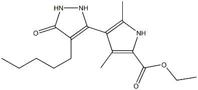 3,5-Dimethyl-4-(5-oxo-4-pentyl-3-pyrazolin-3-yl)-1H-pyrrole-2-carboxylic acid ethyl ester Struktur