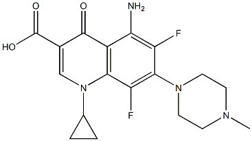 1-Cyclopropyl-6,8-difluoro-1,4-dihydro-5-amino-7-(4-methyl-1-piperazinyl)-4-oxoquinoline-3-carboxylic acid Struktur