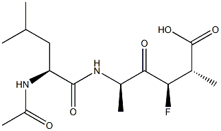 (2S,3R,5R)-5-[(N-Acetyl-L-leucyl)amino]-3-fluoro-2-methyl-4-oxohexanoic acid Struktur