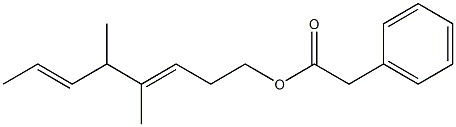 Phenylacetic acid 4,5-dimethyl-3,6-octadienyl ester Struktur