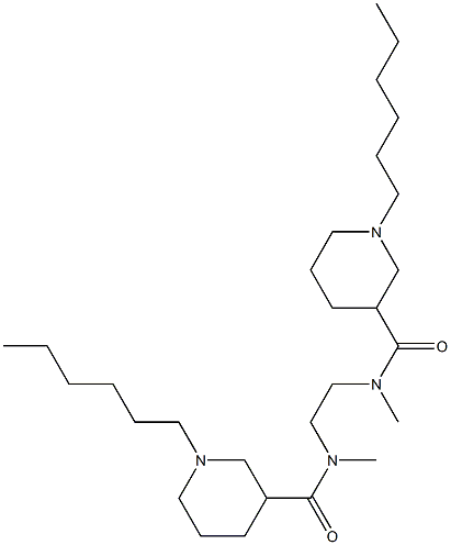 N,N'-Dimethyl-N,N'-bis[(1-hexylpiperidin-3-yl)carbonyl]-1,2-ethanediamine Struktur