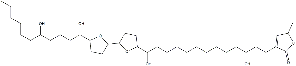 3-[3,13-Dihydroxy-13-[[5'-(1,5-dihydroxyundecyl)-2,2',3,3',4,4',5,5'-octahydro-2,2'-bifuran]-5-yl]tridecyl]-5-methylfuran-2(5H)-one Struktur