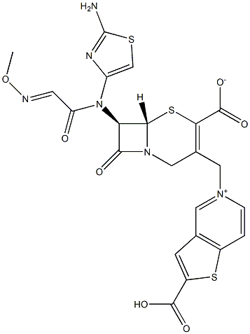 (7R)-7-[(2-Amino-4-thiazolyl)(methoxyimino)acetylamino]-3-[[(2-carboxythieno[3,2-c]pyridin-5-ium)-5-yl]methyl]cepham-3-ene-4-carboxylic acid Struktur