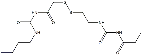 1-Propanoyl-3-[2-[[(3-butylureido)carbonylmethyl]dithio]ethyl]urea Struktur