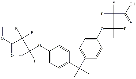 3,3'-[Propane-2,2-diylbis(4,1-phenyleneoxy)]bis(2,2,3,3-tetrafluoropropionic acid methyl) ester Struktur